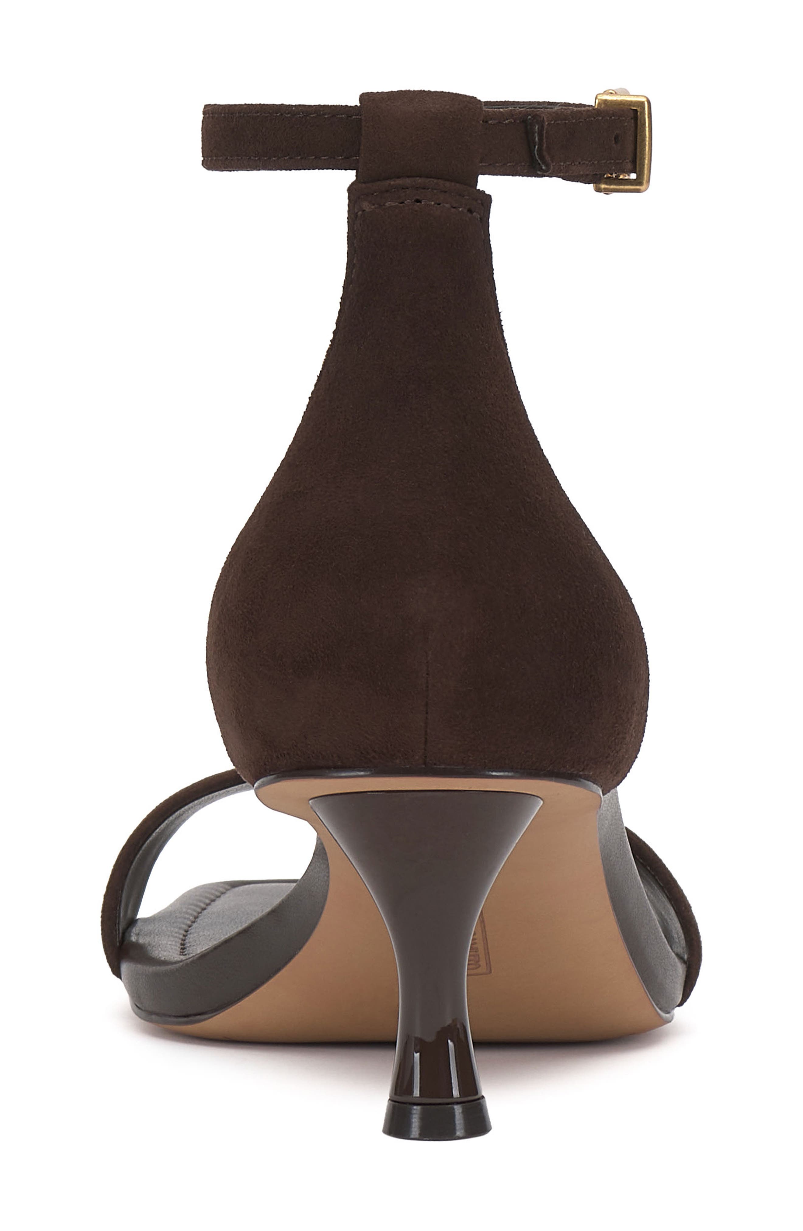 Vince Camuto Vinkely Square Toe Kitten Heel Sandal, Alternate, color, Brownie