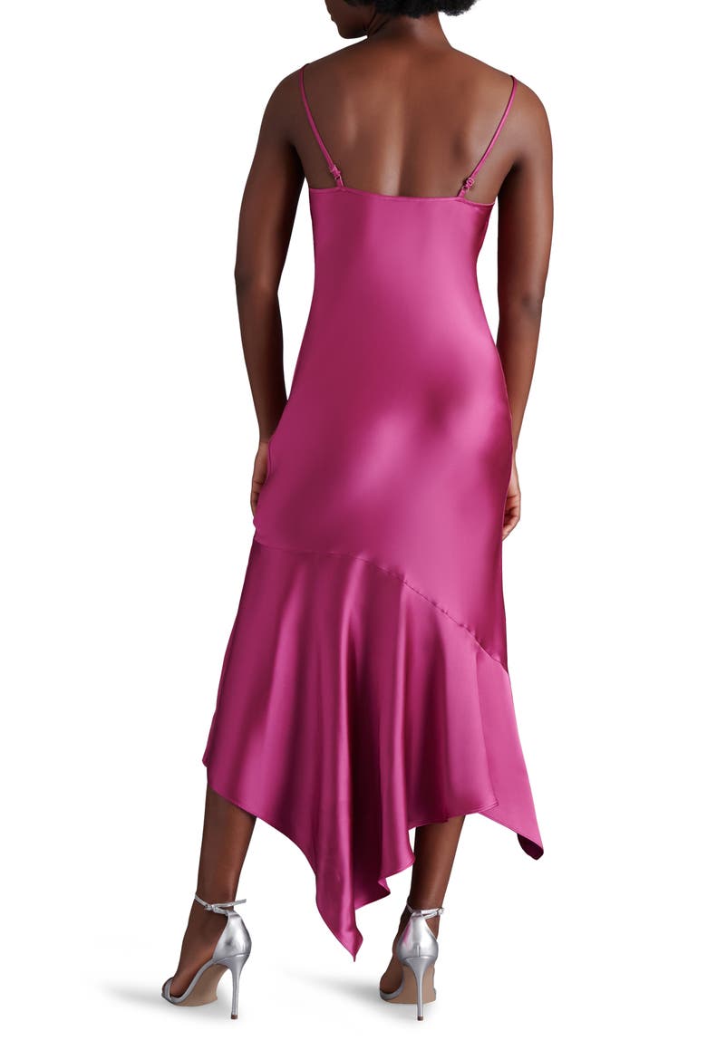 Lucielle Handkerchief Hem Satin Slipdress, Alternate, color, BRIGHT ROSE