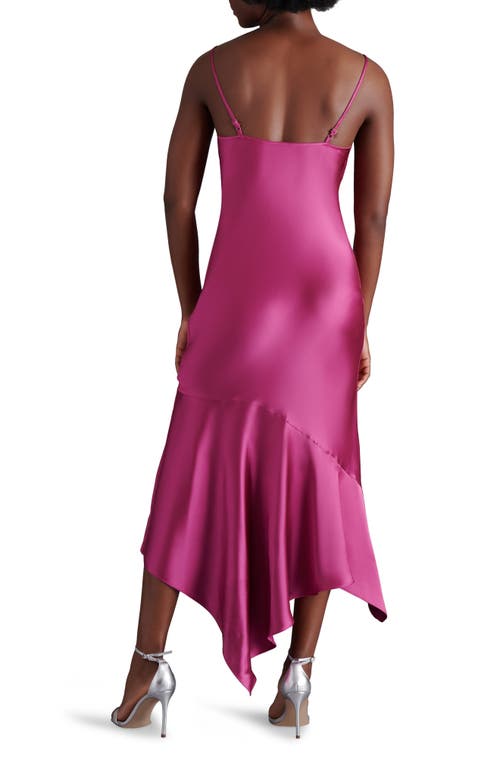 Steve Madden Lucielle Handkerchief Hem Satin Slipdress In Pink