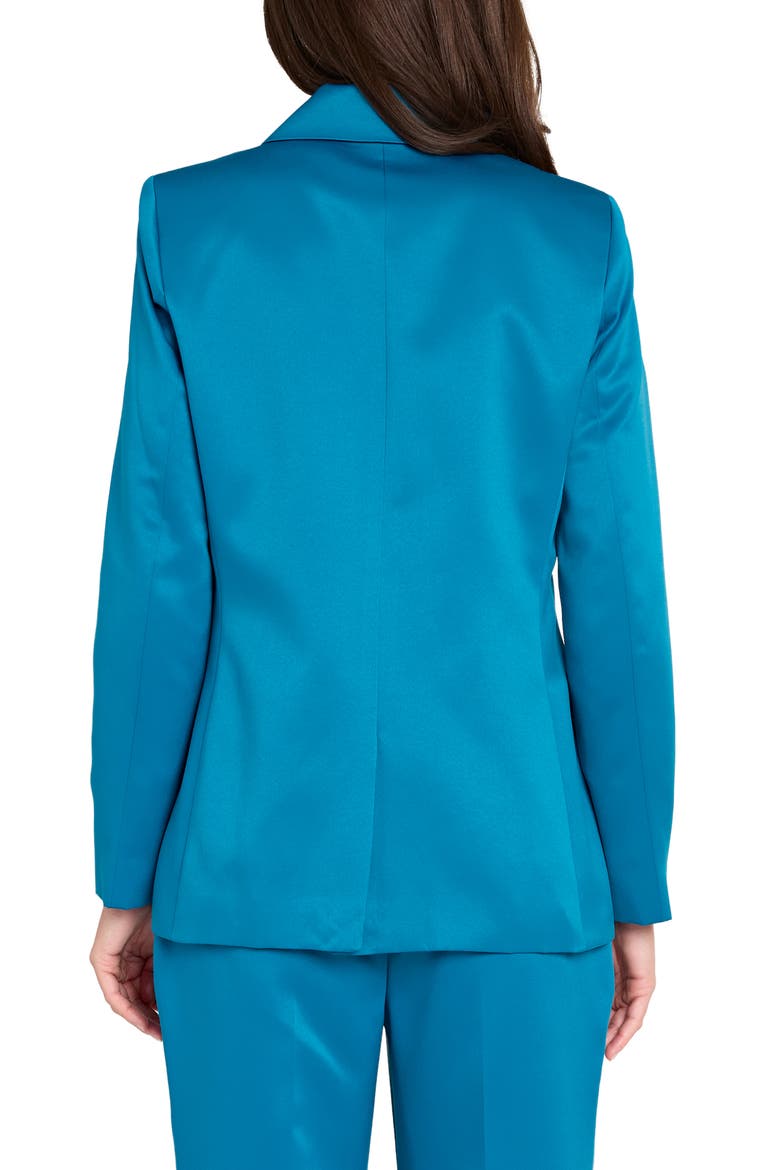 Double Breasted Satin Blazer, Alternate, color, OCEAN TEAL