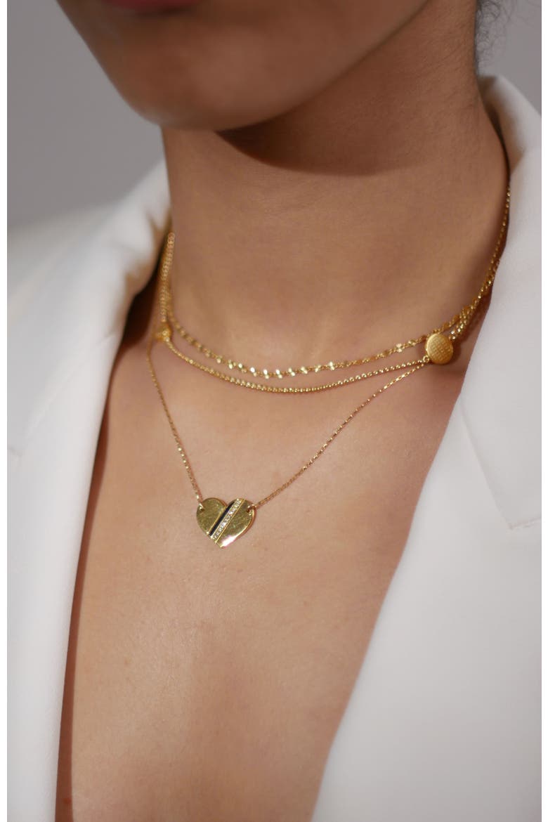 Heart Stripe Pendant Necklace, Alternate, color, Gold