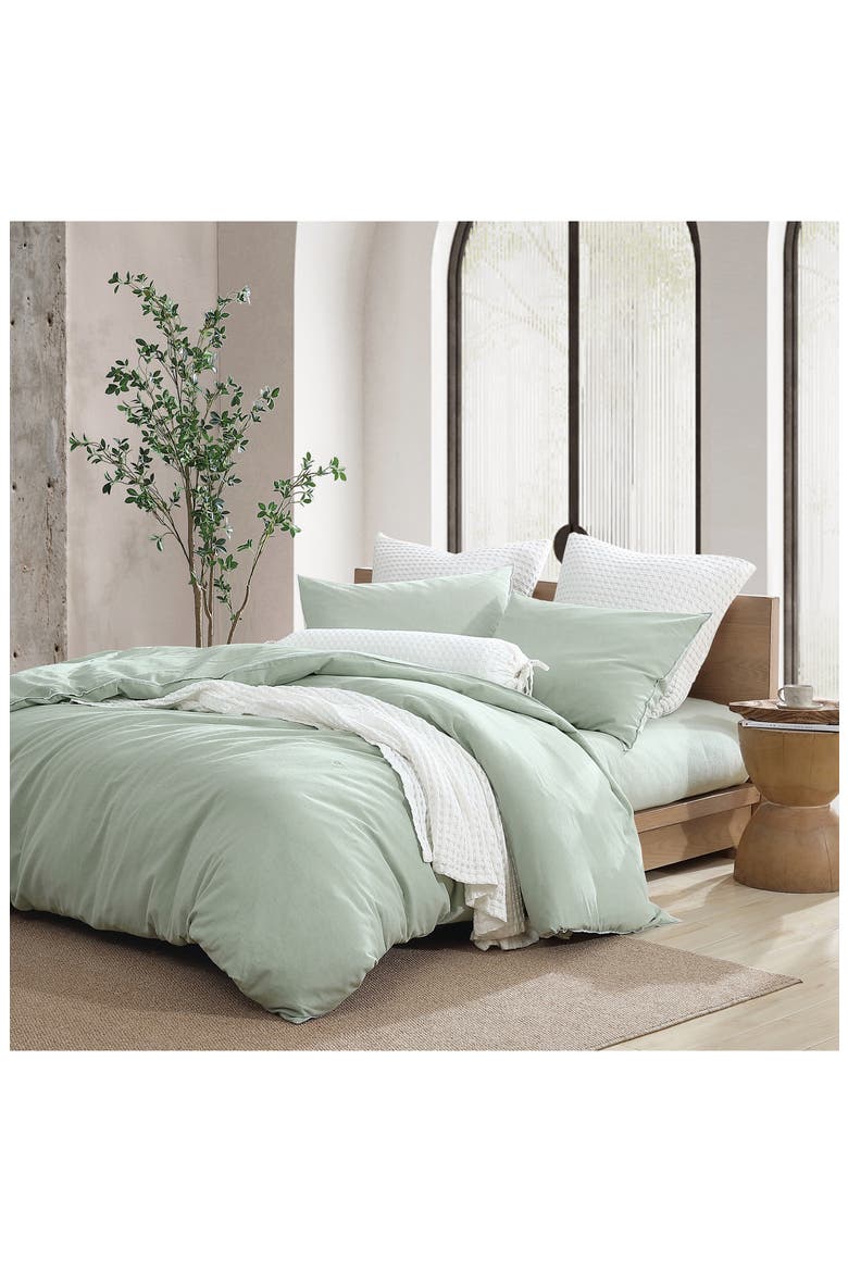 Washed Linen & Cotton Duvet Cover & Sham Set, Alternate, color, SAGE