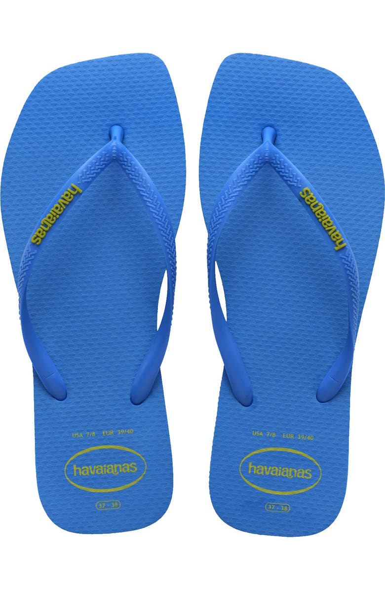 Havaianas Slim Square Logo Flip Flop, Main, color, Brilliant Blue