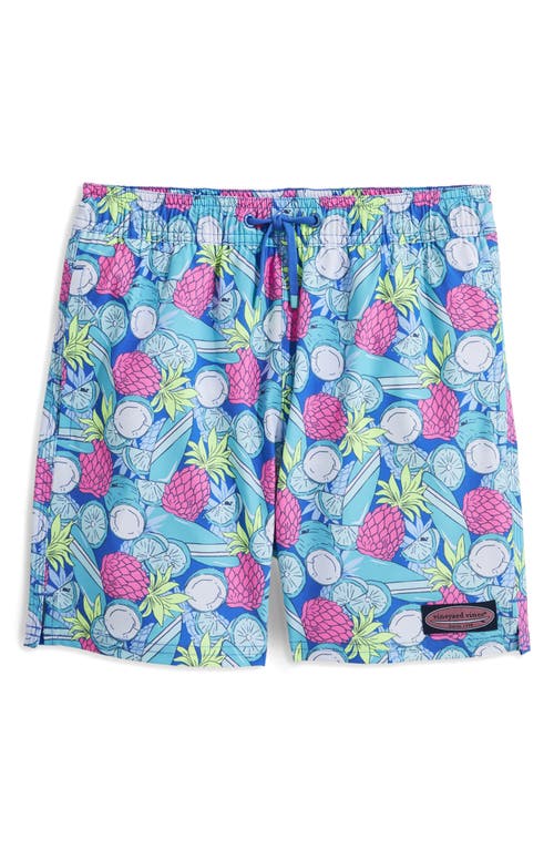 Vineyard Vines Kids' Chappy Print Swim Trunks In Blue