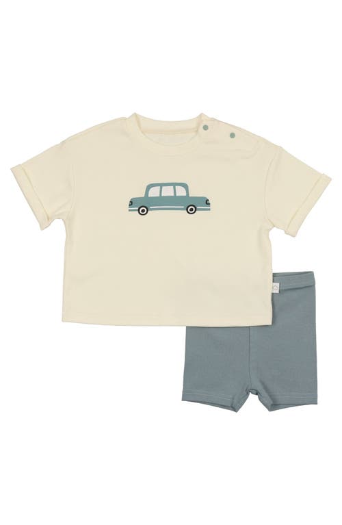 Pouf Retro Car Set In White/blue