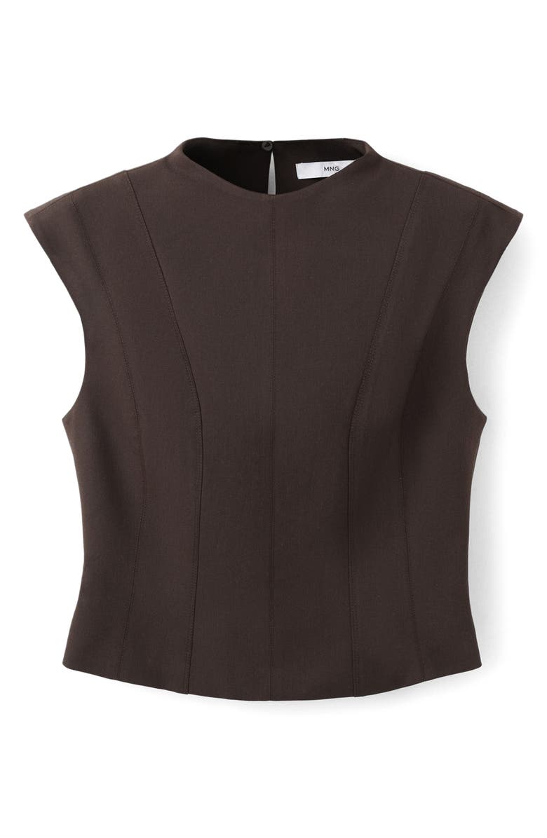 MANGO Fitted Cap Sleeve Top, Alternate, color, Chocolate