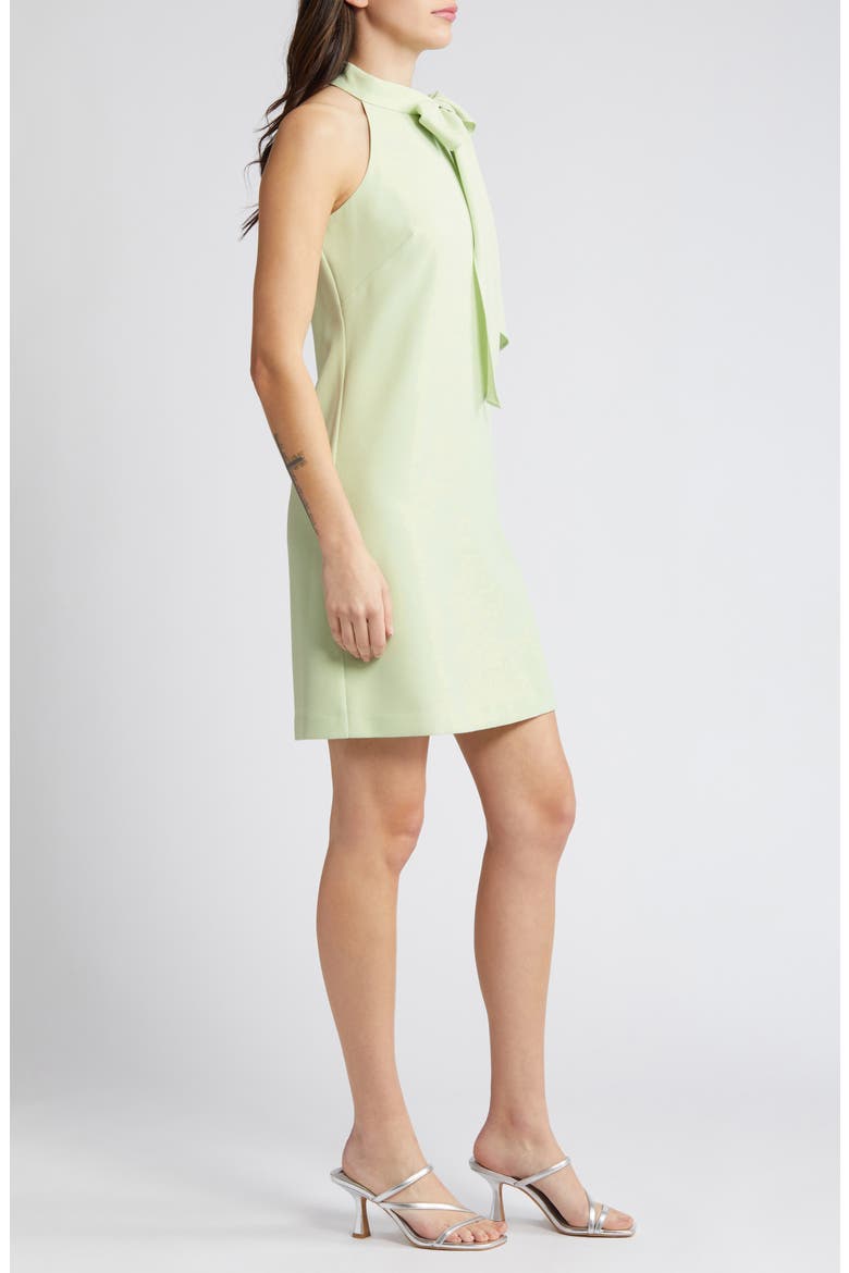Signature Stretch Bow Crepe Dress, Alternate, color, PISTACHIO