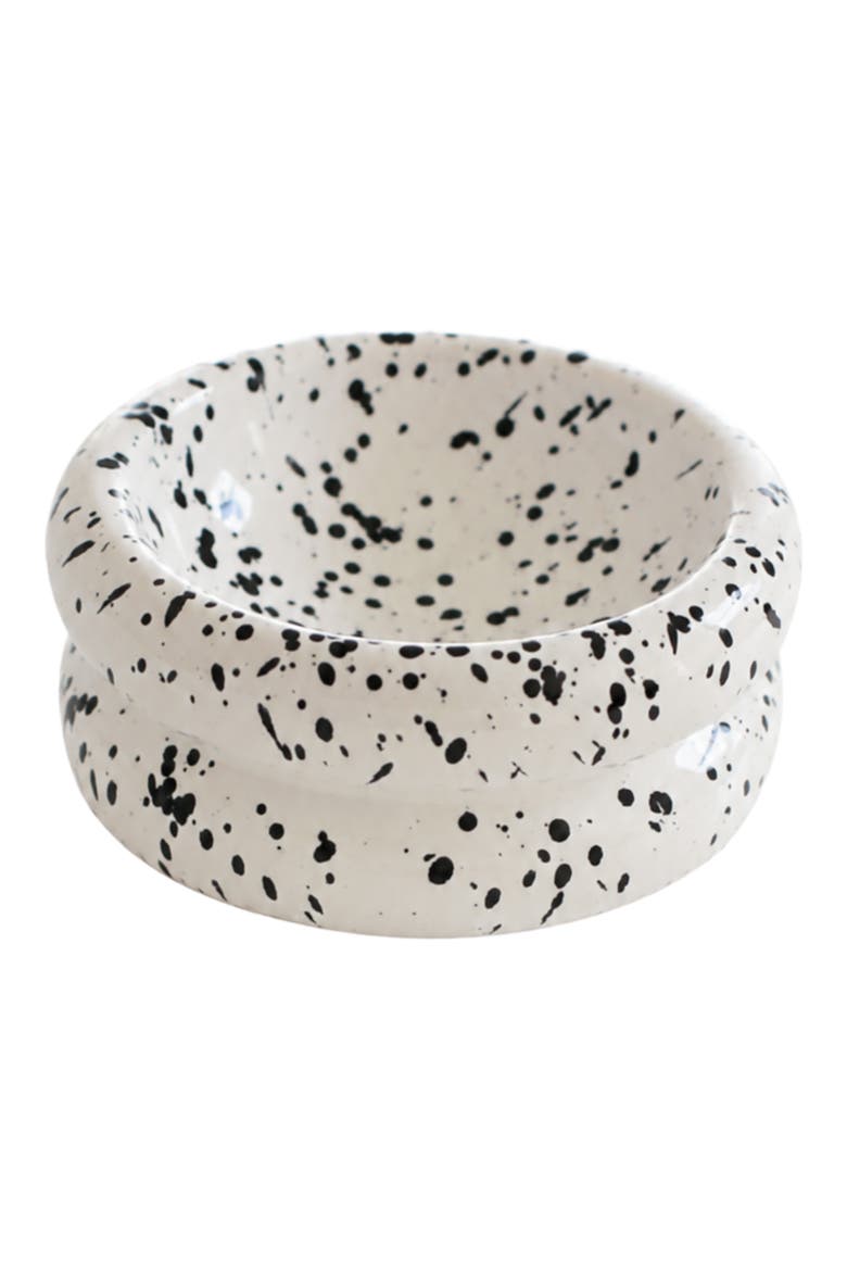 Ink Elevated Halo Cat Bowl, Main, color, WHITE WITH BLACK INK SPLATTER