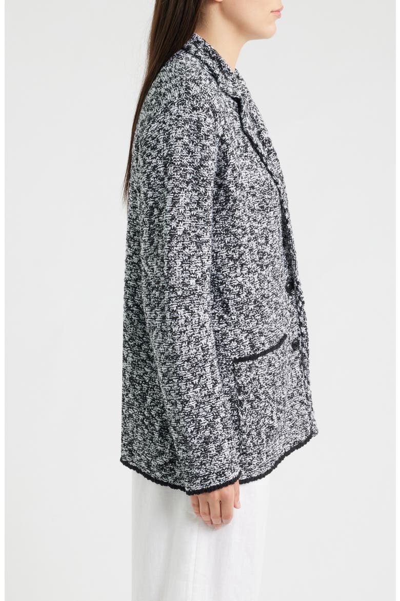 Notch Collar Cardigan, Alternate, color, BLACK/ WHITE