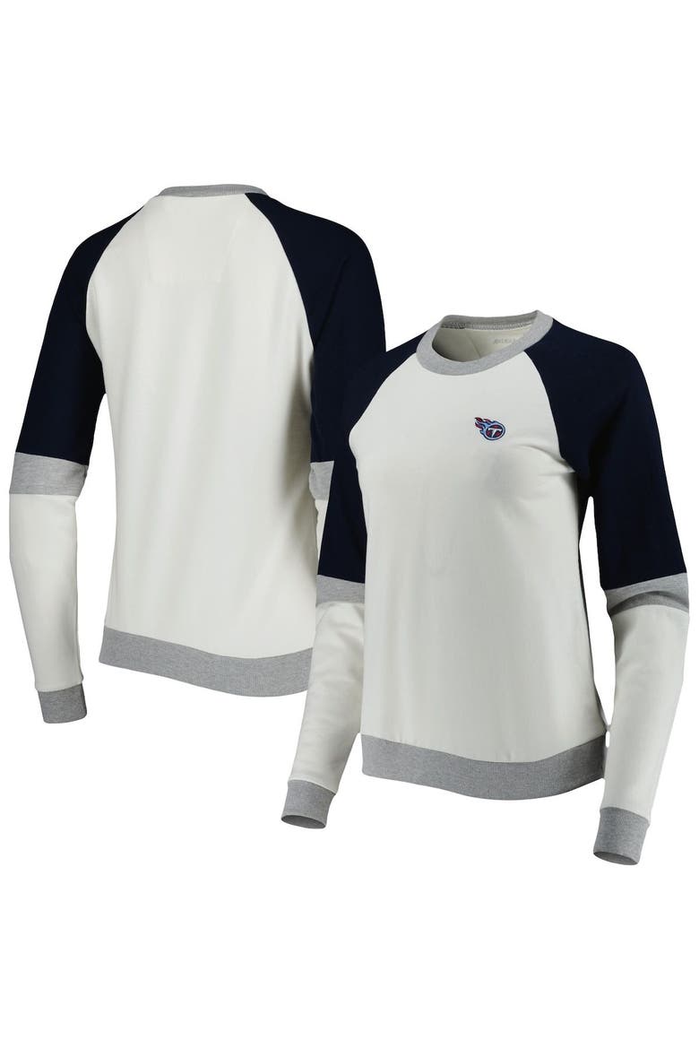 Women's Antigua Cream/Navy Tennessee Titans Avenue Raglan Pullover Sweatshirt, Main, color, Cream