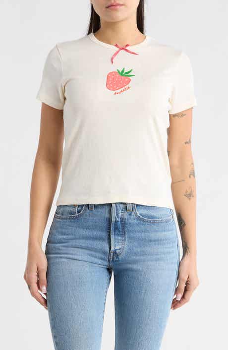 Ripple Junction Strawberry Sweetie Embroidered T-Shirt
