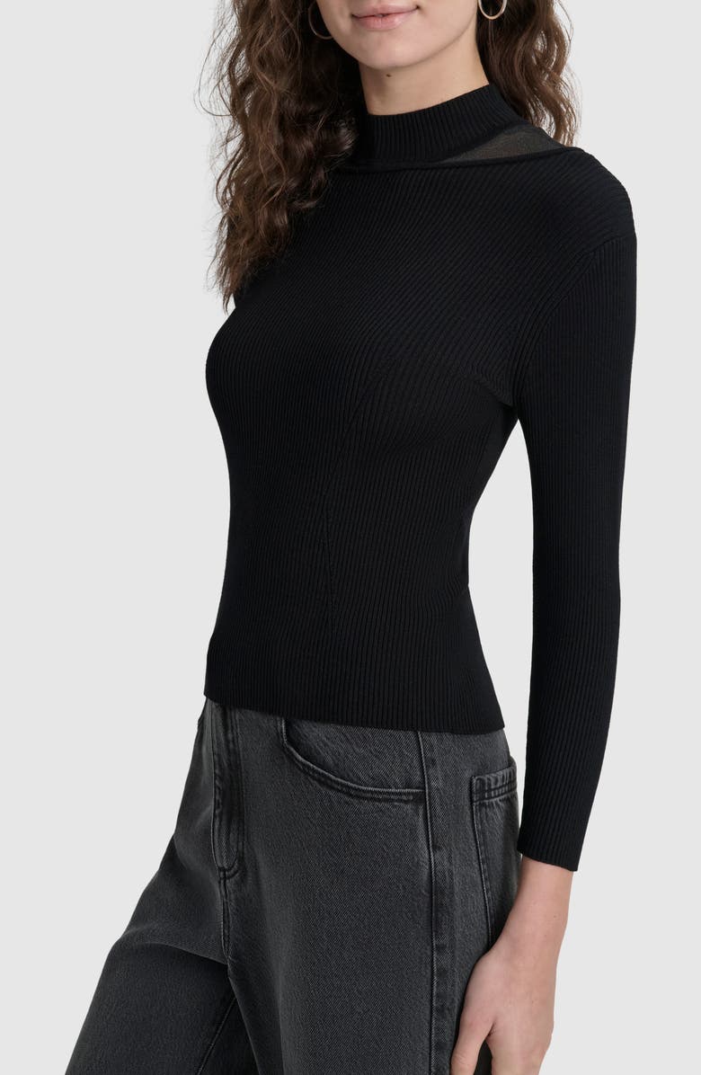DKNY Sheer Inset Rib Sweater, Alternate, color, 