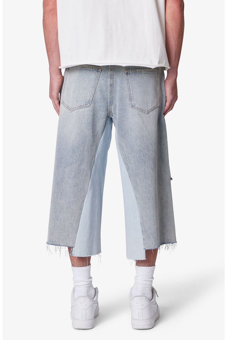 Distressed Panel Denim Shorts, Alternate, color, WASHED LIGHT BLUE