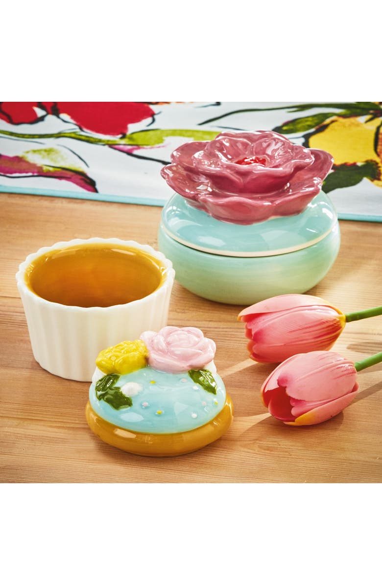 tag Flower Cupcake Trinket Dish Multi Earthenware Spring, Alternate, color, White