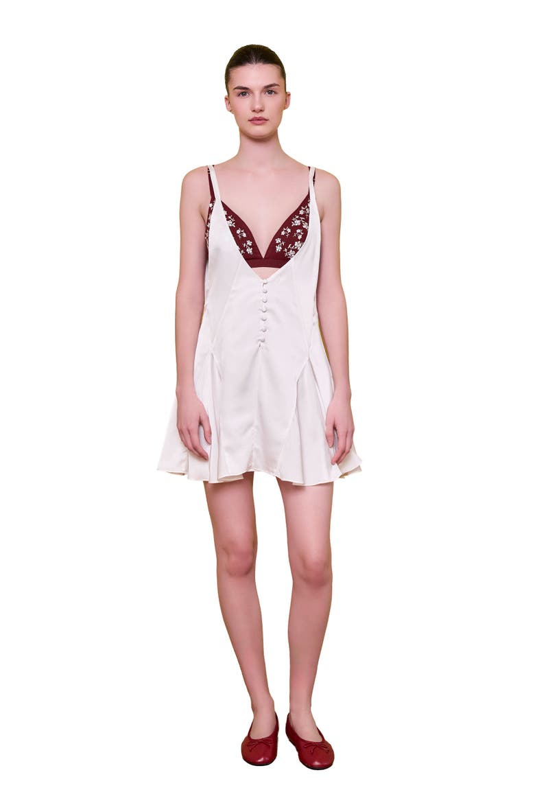 The Broderie Anglaise Edit Satin Dress With Embroidered Bra Panel, Alternate, color, white