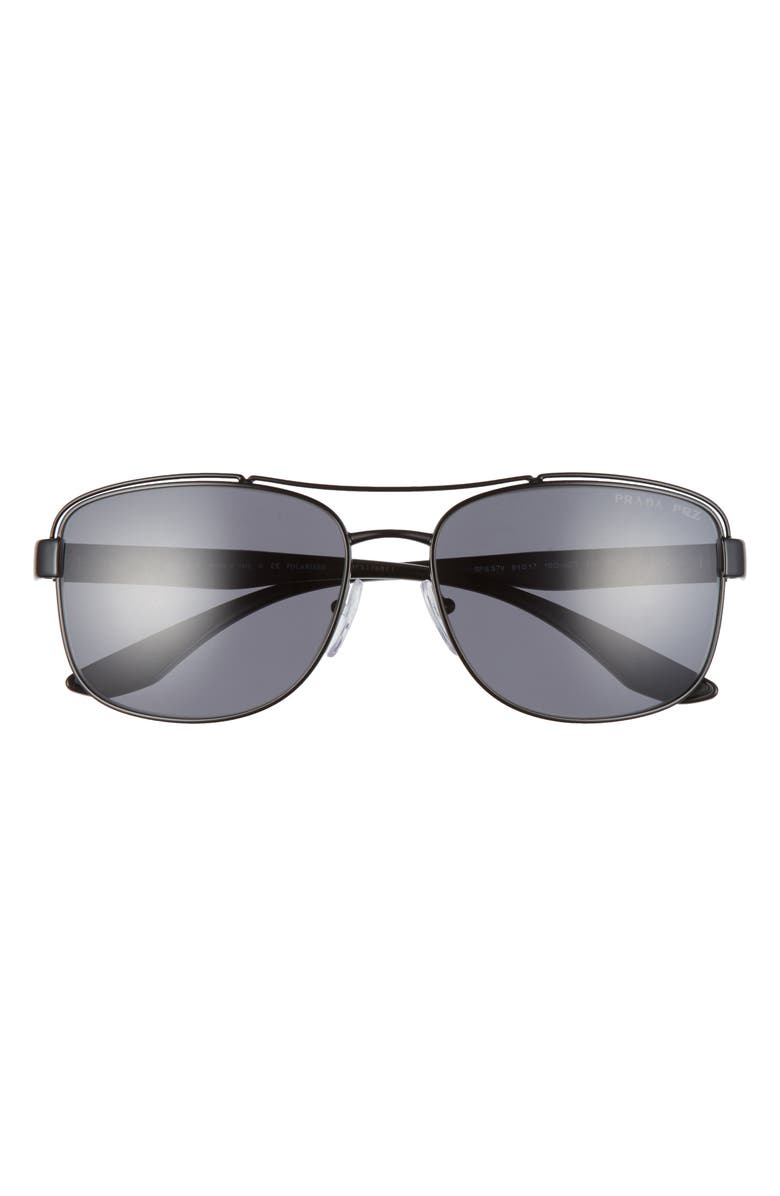 Prada 61mm Polarized Navigator Sunglasses, Main, color, 