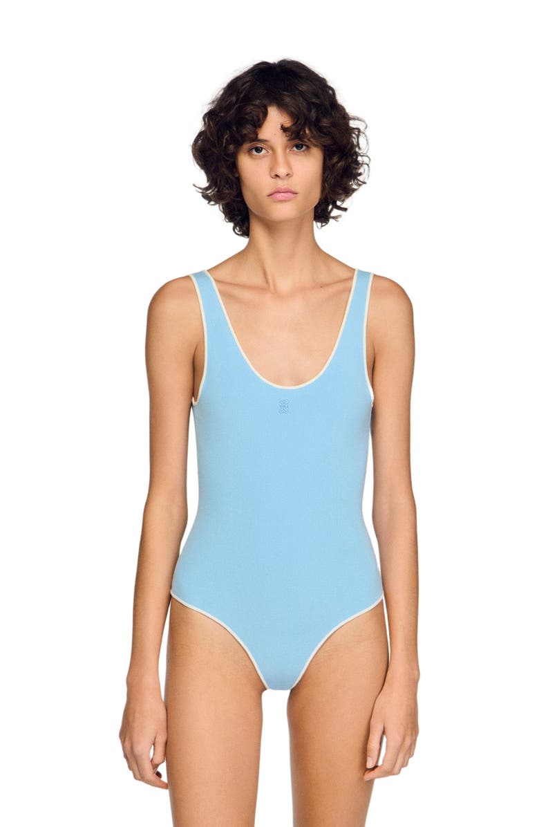 SANDRO Knit bodysuit, Main, color, Sky Blue