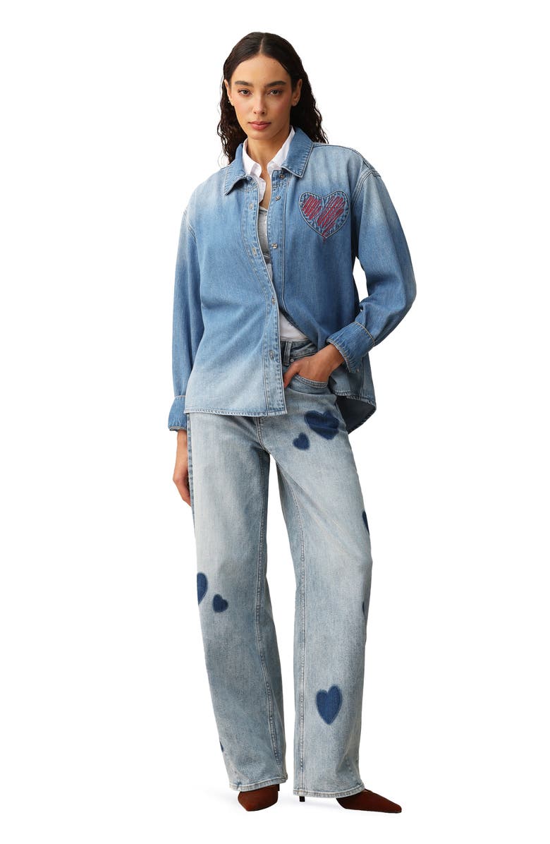 Bayeas Rosalind Embroidered Denim Jacket, Alternate, color, Medium Blue