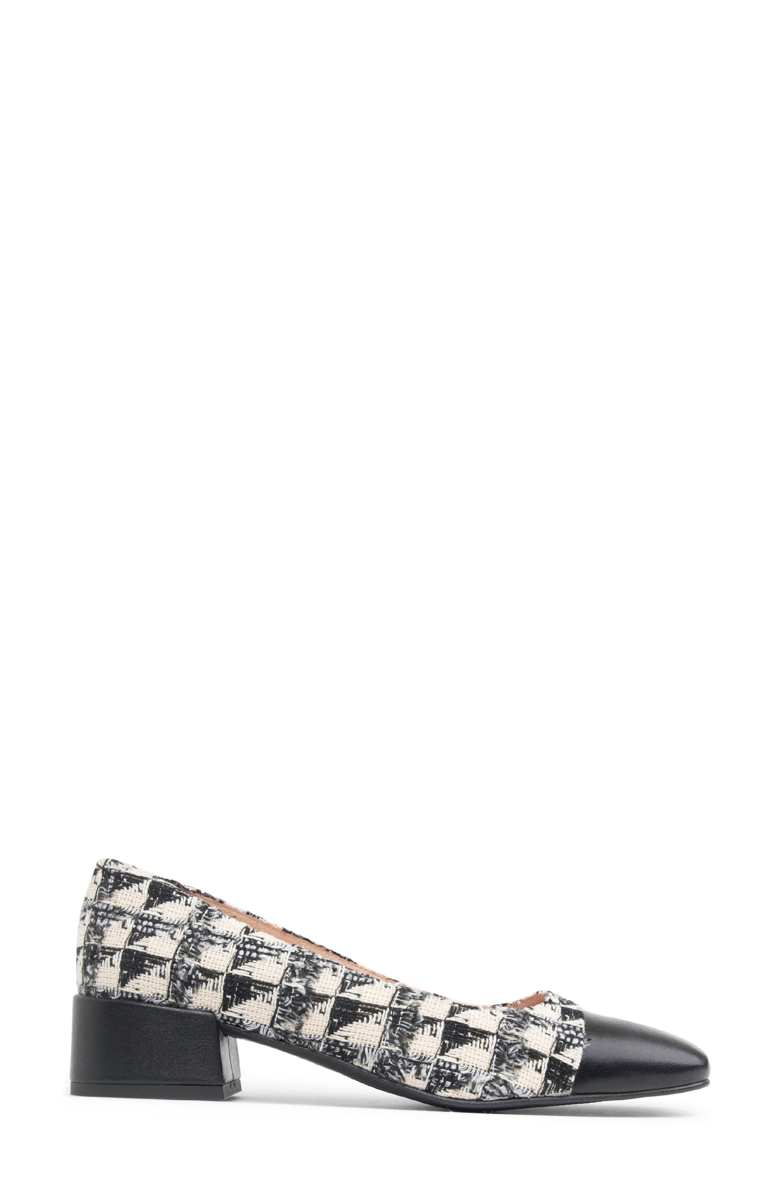 patricia green Preston Tweed Cap Toe Pump, Alternate, color, Black/ Cream Tweed