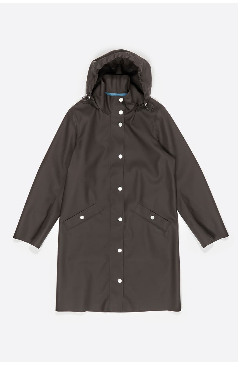 Bimba y Lola Rubberized Straight Trench, Main, color, Dark Brown