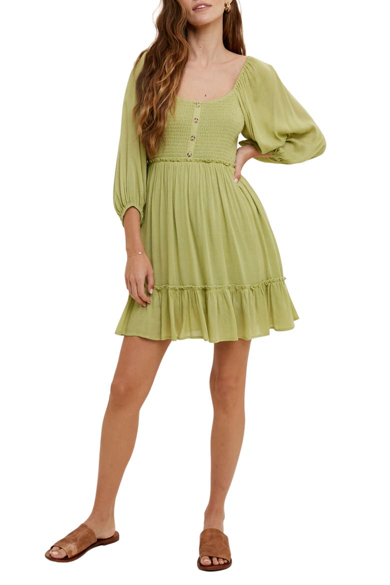 Balloon Sleeve Minidress, Main, color, LIME