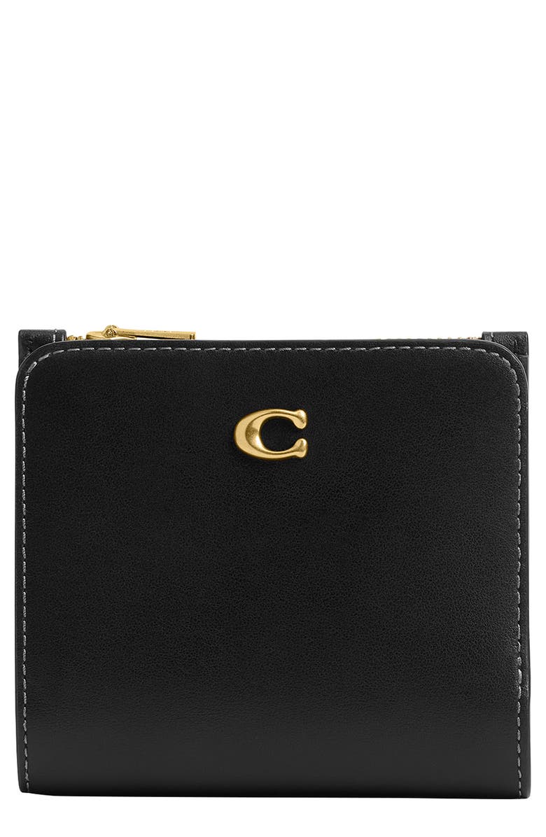 COACH Essential Refine Bifold Leather Card Case, Main, color, Black