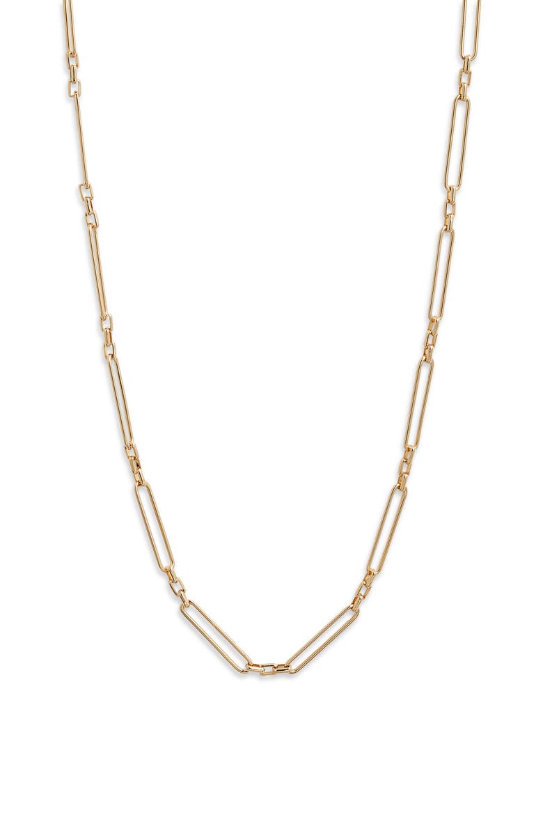 Demi Fine Paper CLip Necklace, Main, color, 14K GOLD PLATED