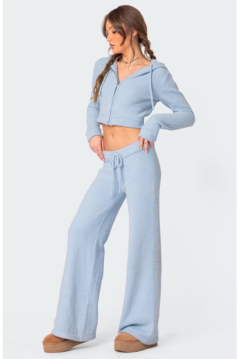 Plush Crop Hoodie, Alternate, color, BLUE