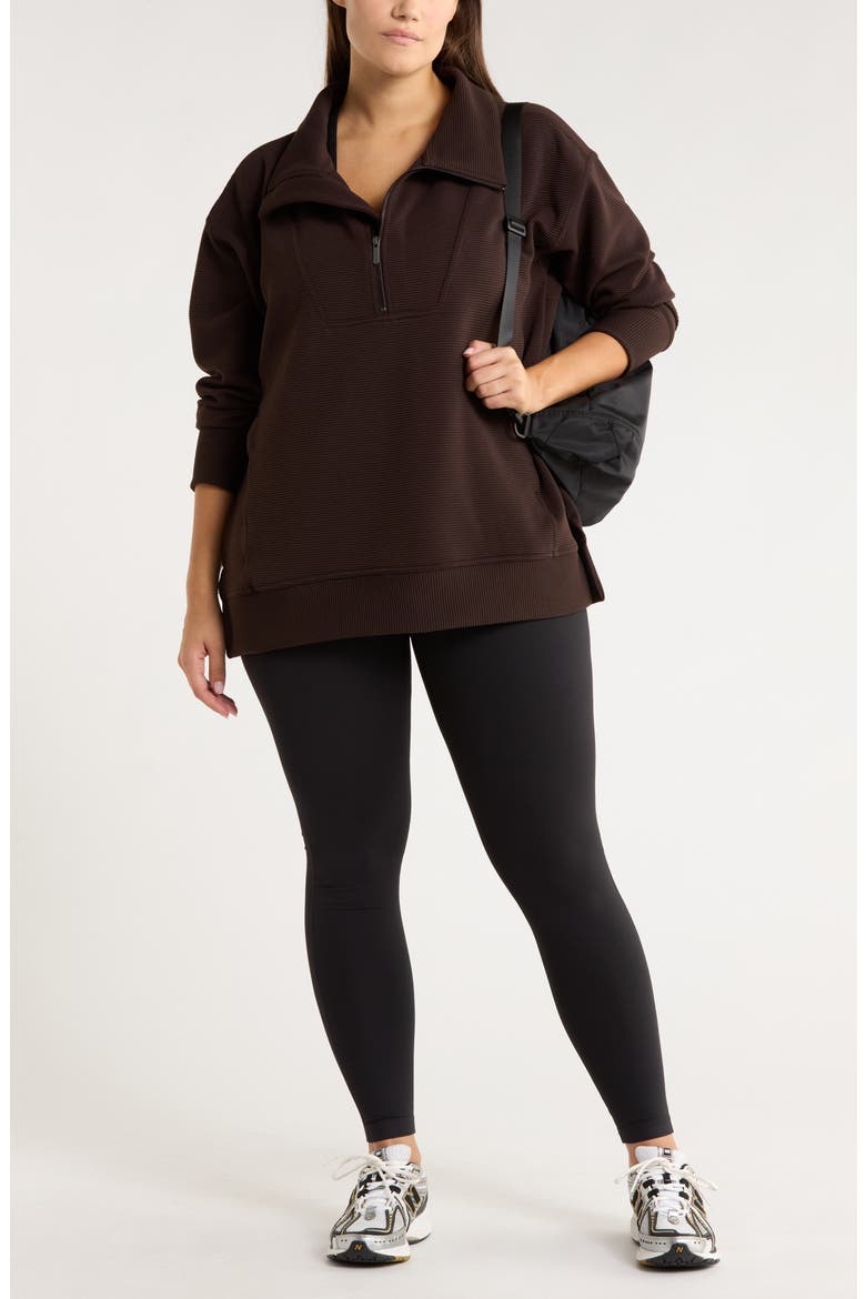 Kickback Ottoman Half Zip Tunic, Alternate, color, BROWN MOLE