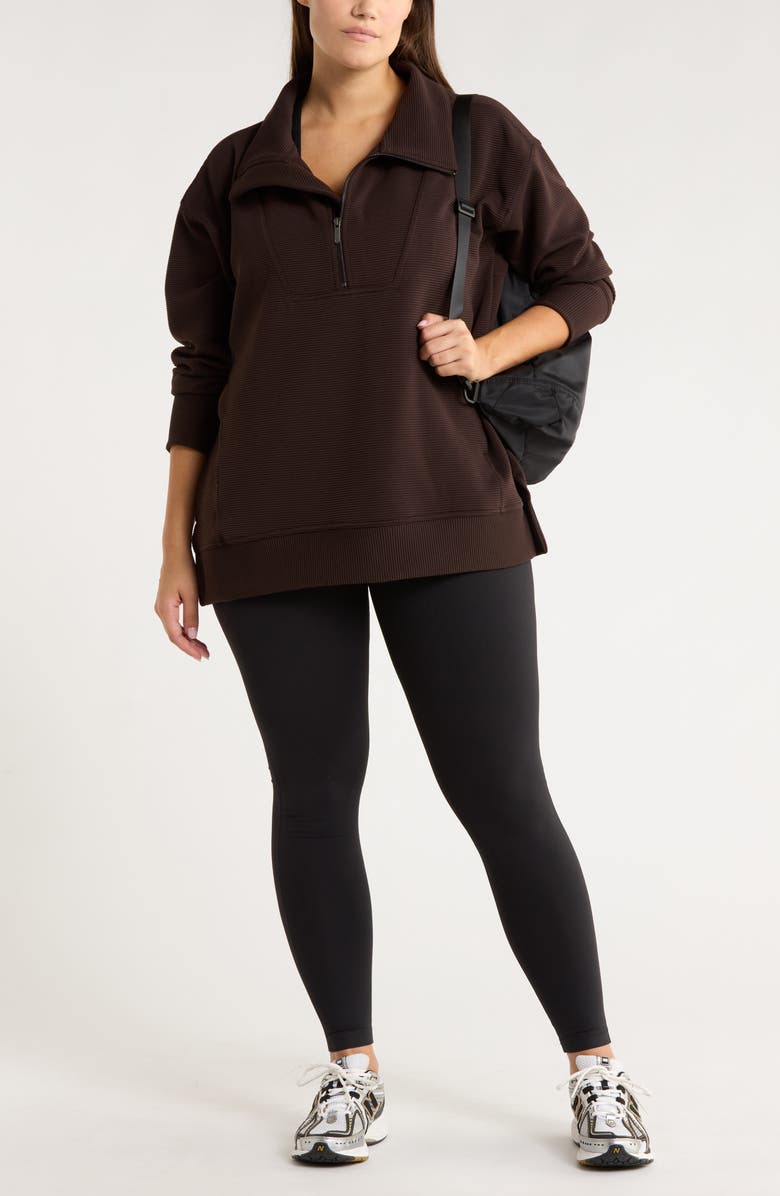 Zella Kickback Ottoman Half Zip Tunic, Alternate, color, Brown Mole