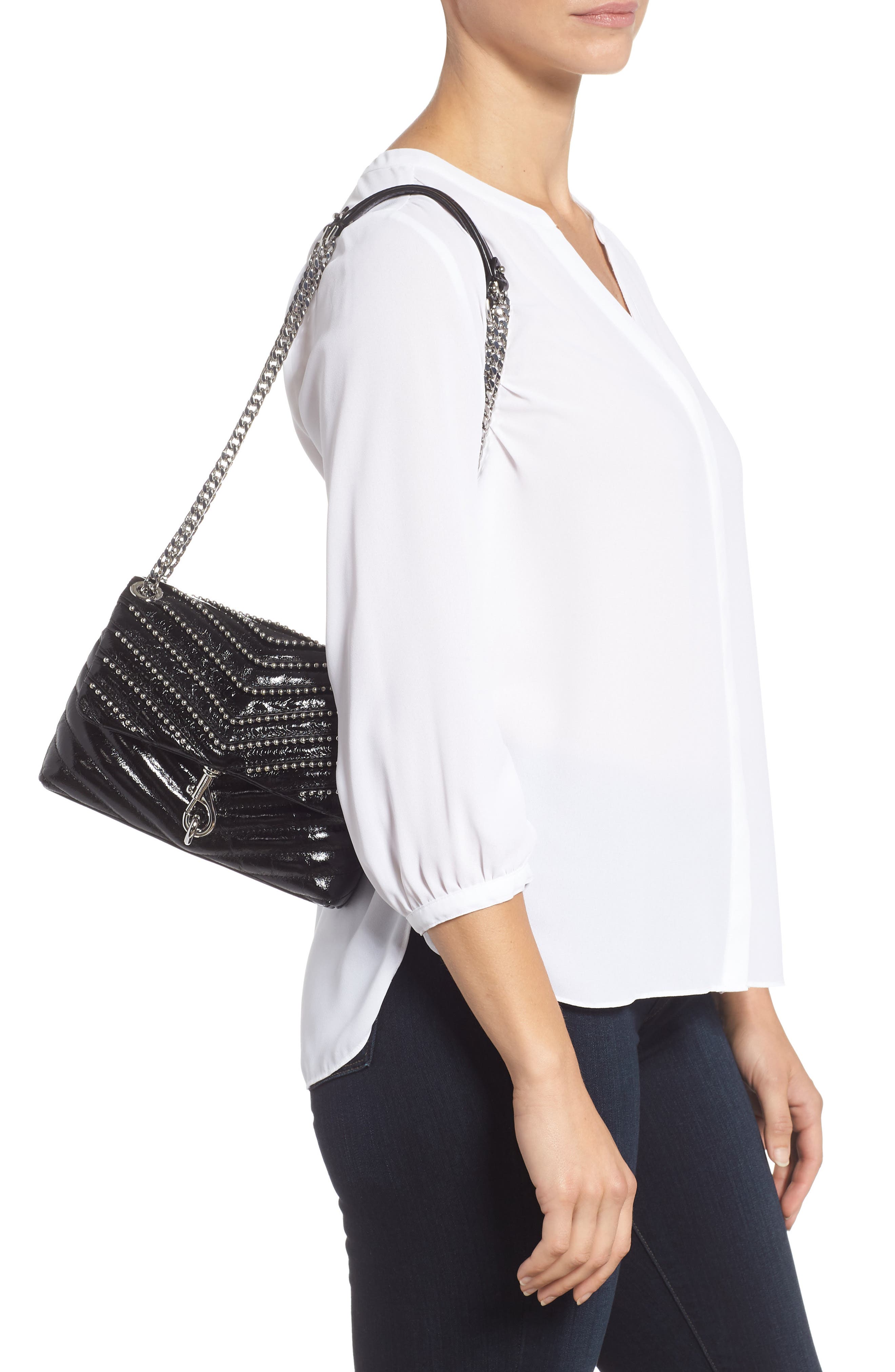 Rebecca Minkoff Edie Beaded Leather Crossbody Bag, Alternate, color, 