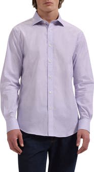 Bugatchi Axel Shaped Fit Geo Print Stretch Cotton Button-Up Shirt