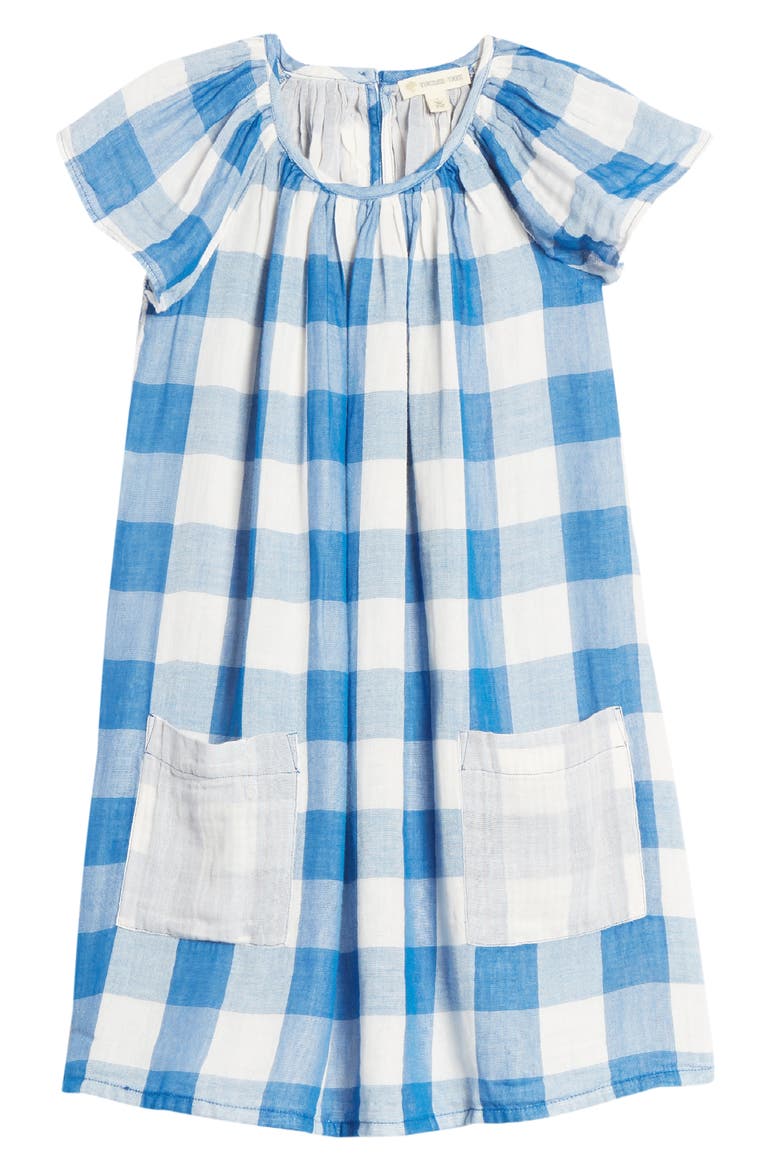 Spring Time Gingham Check Flutter Sleeve Dress, Main, color, BLUE CLASSICS BUFFALO CHECK