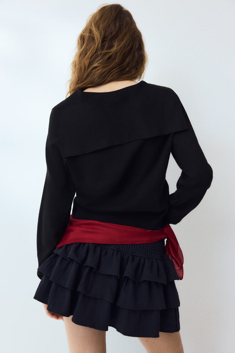 Collared Cardigan, Alternate, color, Black