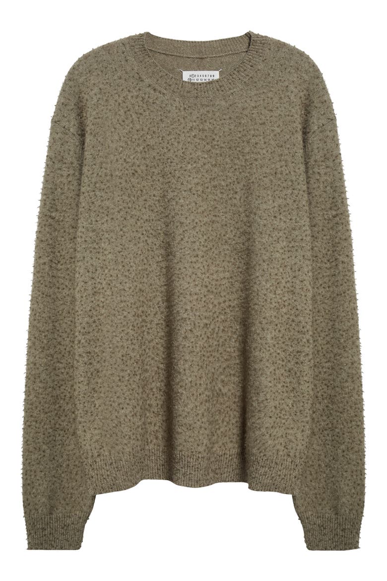 Pilled Wool & Cotton Crewneck Sweater, Alternate, color, SAGE GREEN