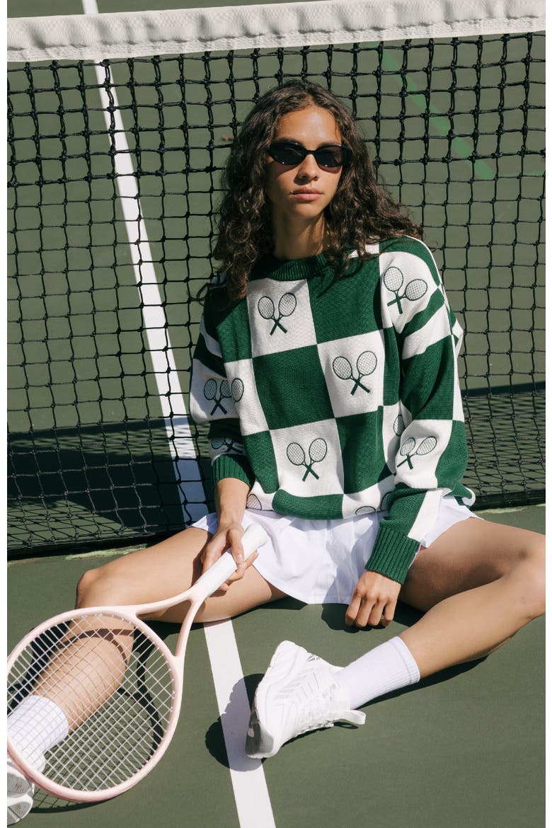 Riley Sweater Checkered Tennis, Alternate, color, Green / Ivory