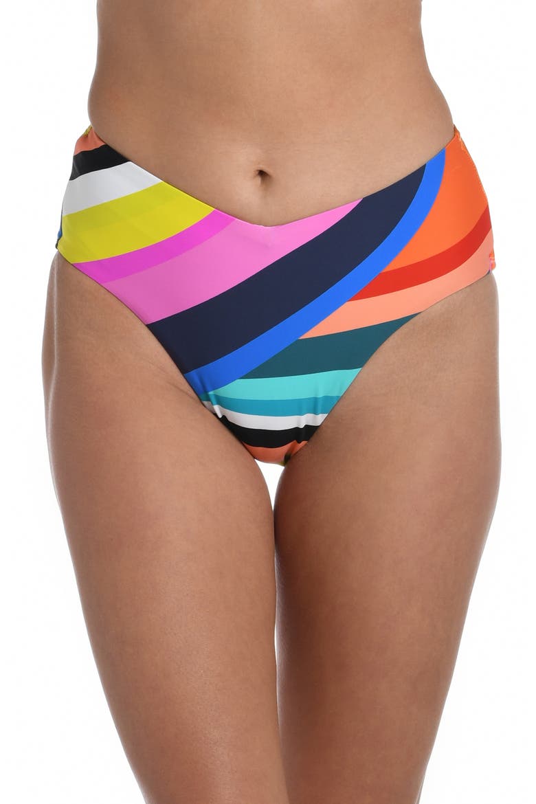 Sunscape V-Front High Waist Bikini Bottoms, Main, color, YELLOW MULTI