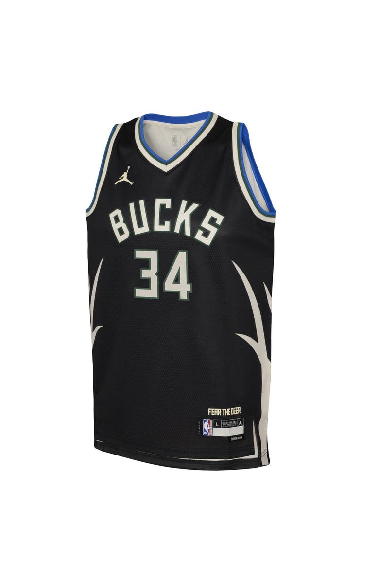 Jordan Brand Youth Jordan Brand Giannis Antetokounmpo Black Milwaukee Bucks Swingman Jersey - Statement Edition, Alternate, color, Black