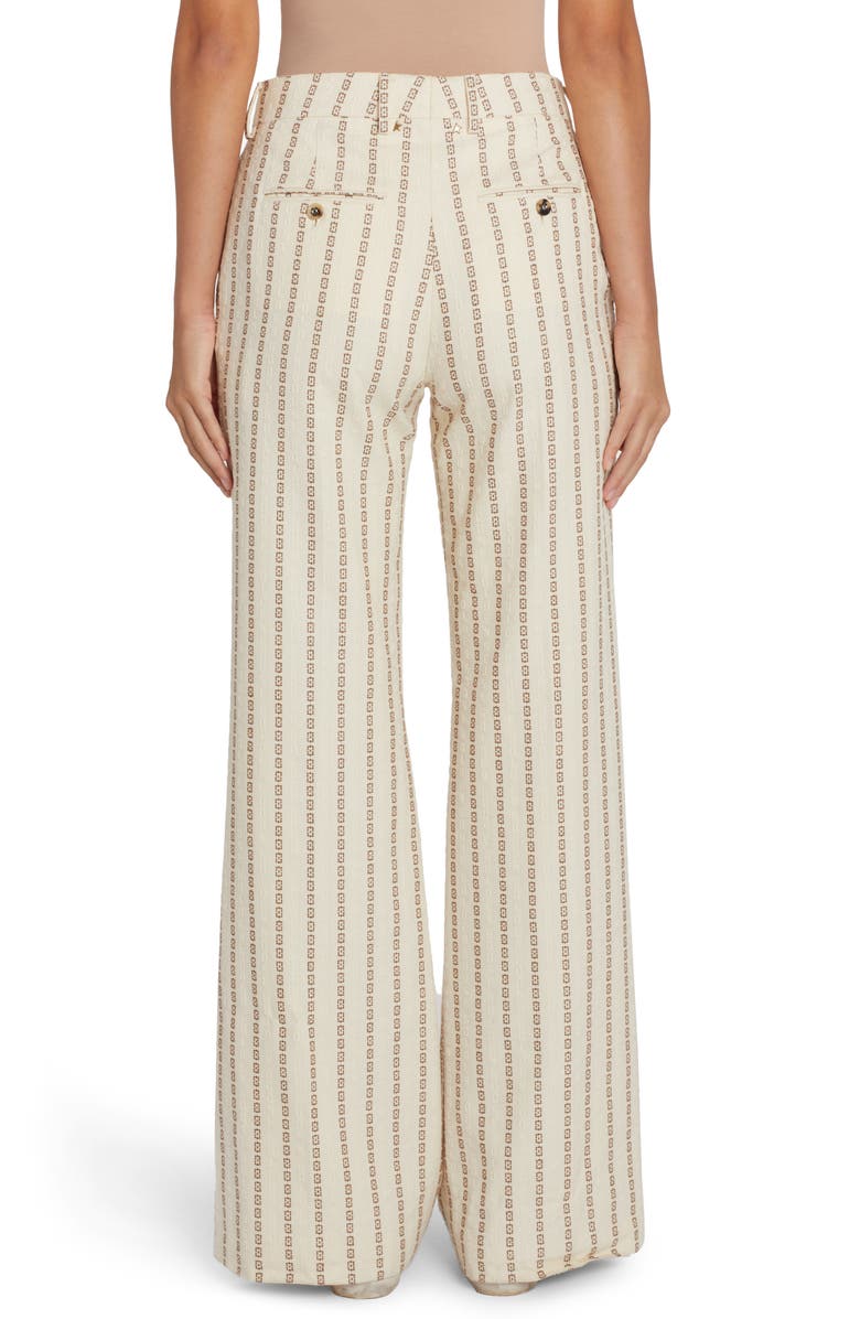Golden Goose Geometric Embroidered Stripe Cotton Wide Leg Pants, Alternate, color,