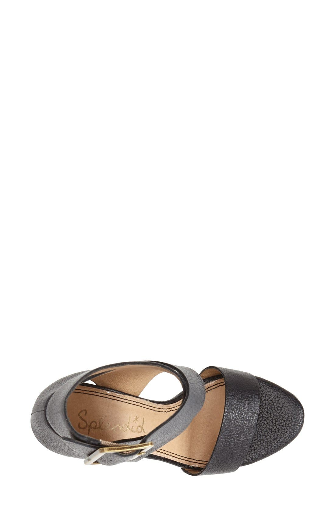 'Jayla' Ankle Cuff Sandal, Alternate, color, BLACK LEATHER