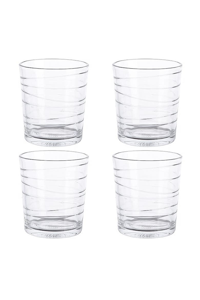 4 Piece 13.5 Ounce Swirl Double Old-Fashioned Glassware Set, Alternate, color, Clear