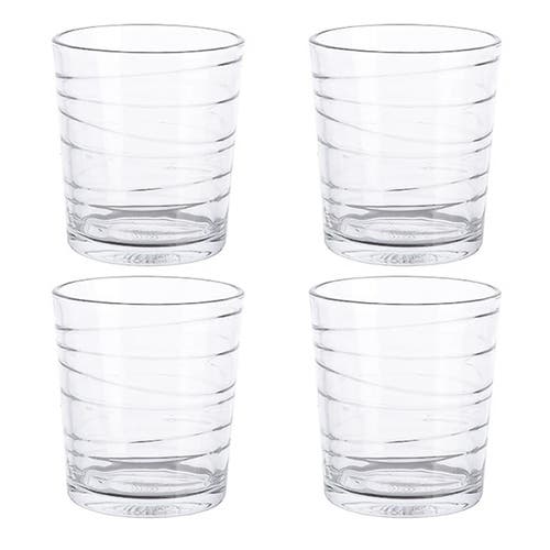 Gibson Home 4 Piece 13.5 Ounce Swirl Double Old-fashioned Glassware Set In Transparent