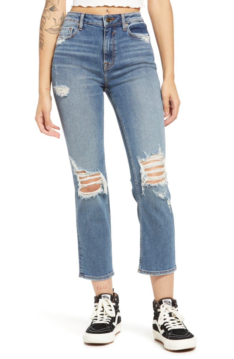 Vigoss Destructed Straight Leg Ankle Jeans, Main, color,