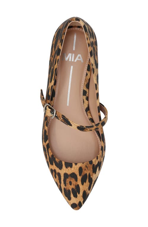Mia Aviba Mary Jane Pointed Toe Flat In Leopard Print