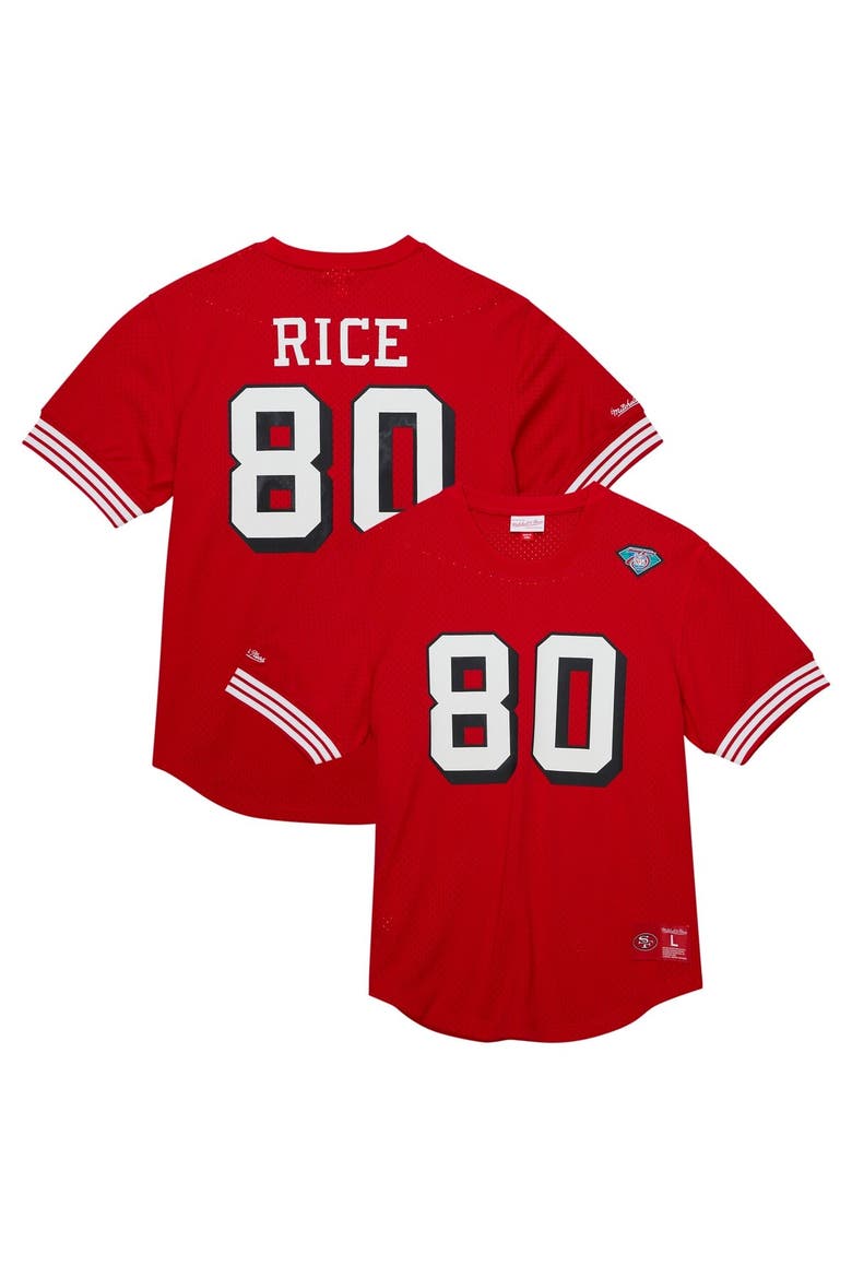 Men's Mitchell & Ness Jerry Rice Scarlet San Francisco 49ers Retired Player Name & Number Mesh Top, Main, color, Scarlet