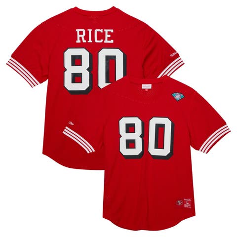 Men's Mitchell & Ness Jerry Rice Scarlet San Francisco 49ers Retired Player Name & Number Mesh Top