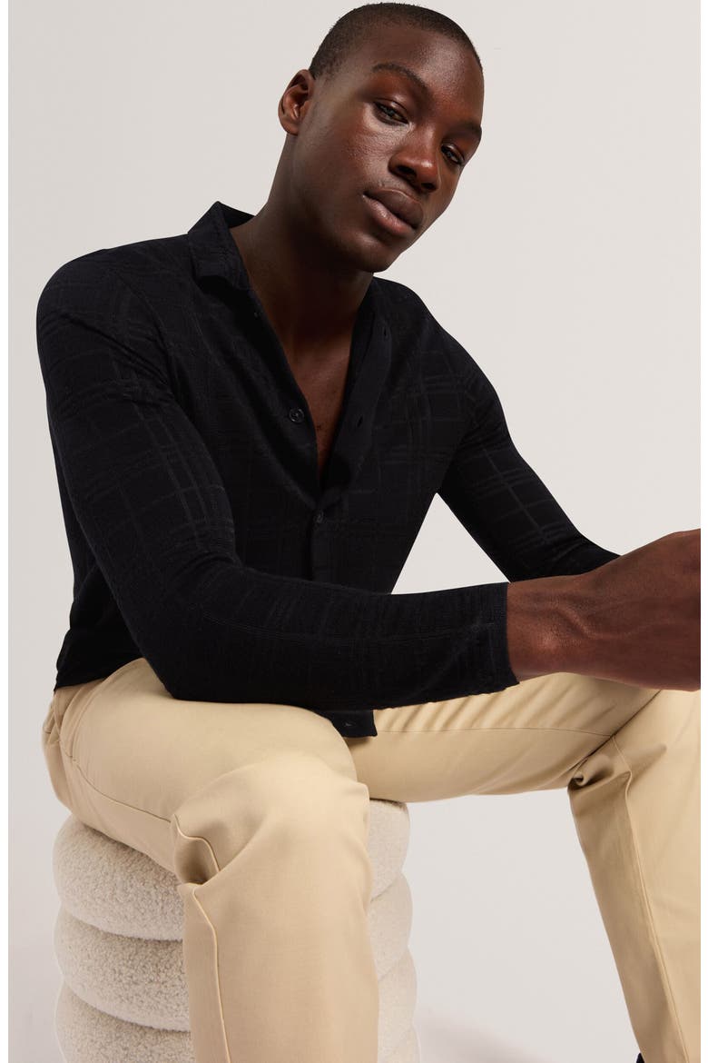 Mcline Grid Long Sleeve Cardigan, Alternate, color, BLACK