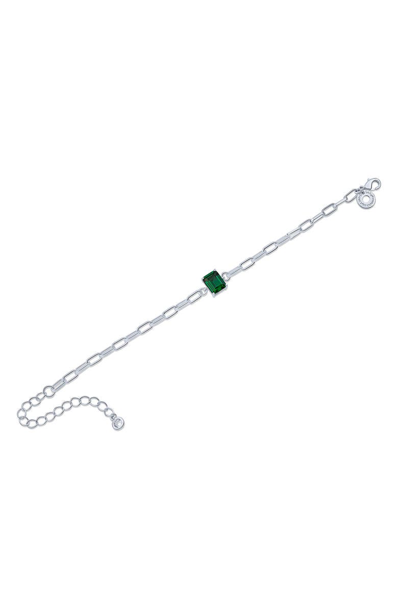 CZ by Kenneth Jay Lane Emerald Cut Cubic Zirconia Paper Clip Chain Bracelet, Alternate, color, 