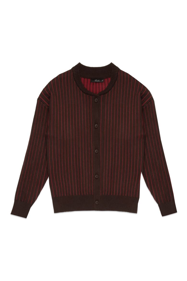 Moe Stripe Cardigan, Alternate, color, CACAO WITH MALBEC
