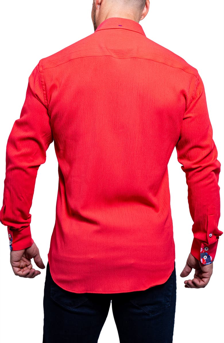 Maceoo Einstein Resistance Red Stretch Button-Up Shirt, Alternate, color, Red